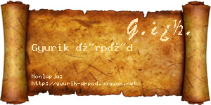 Gyurik Árpád névjegykártya