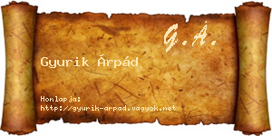 Gyurik Árpád névjegykártya